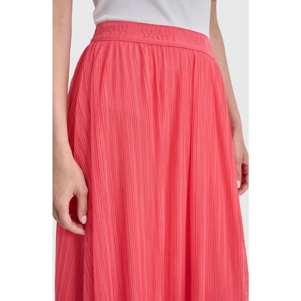 Dkny Plissé Midi Skirt in Beach Coral Size XL 3421 - Picture 4 of 5